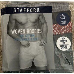 NWT Stafford Cotton Woven Men's 4 Pack Boxers 302600 Green Paisley Large